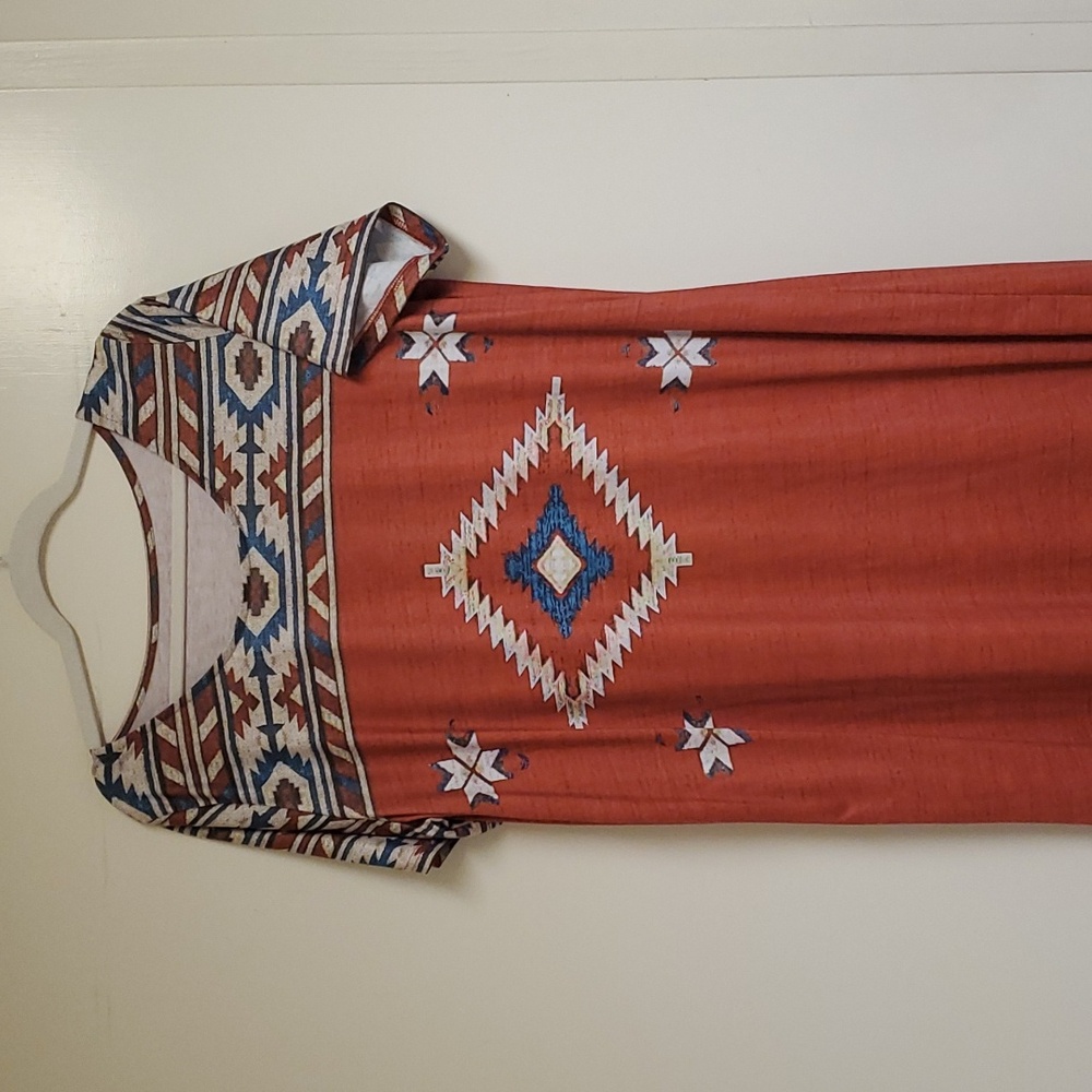 Burnt Orange Aztec Dress
